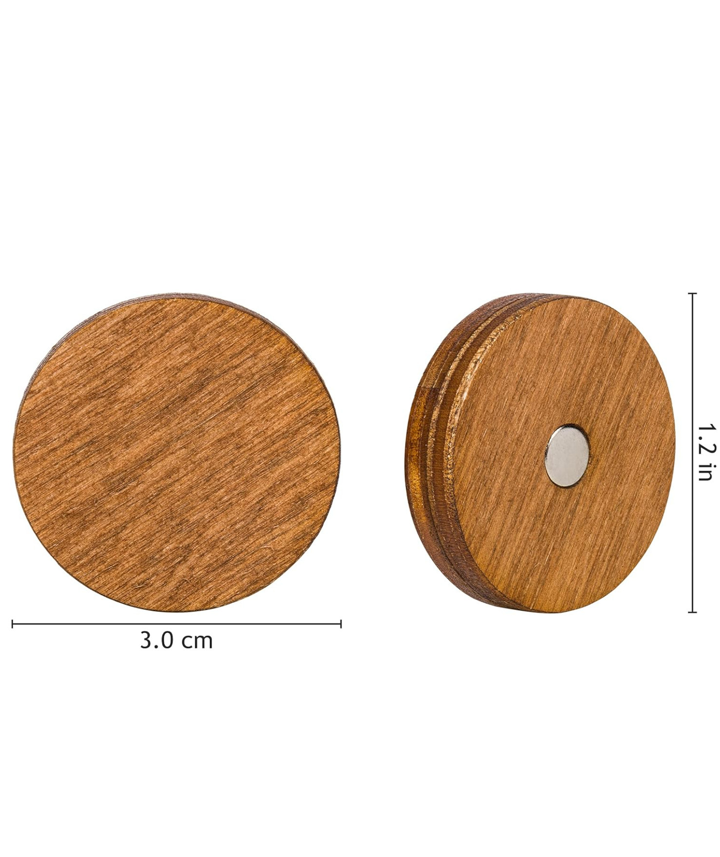 Hot Selling Rustic Creative 10 Pcs Handmade Round Brown Home Decorative Wooden Magnet for Fridge