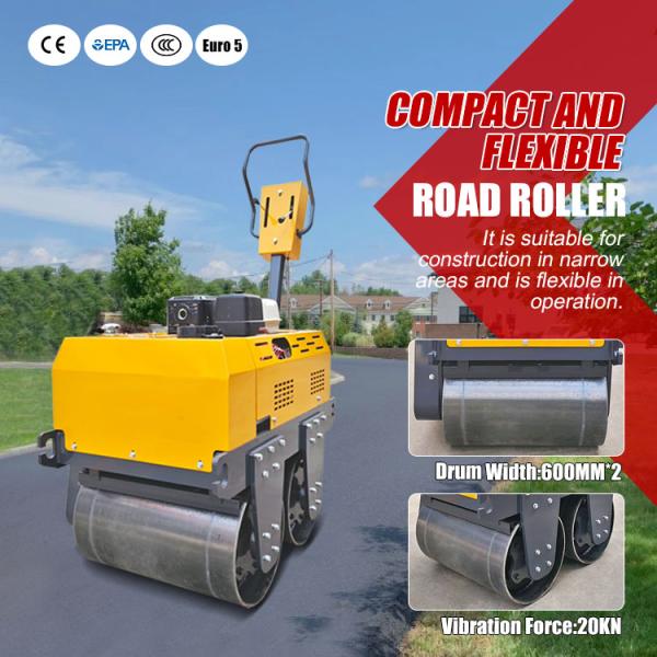 China Supply Road Machine Mini Road Roller Double Drums 0.5ton Vibratory Road Roller Soil Compactor with Good Price