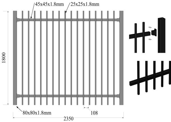 Low Carbon Steel HDG Falt To Garrison Fence Panels 1.8m*2.35m Rails