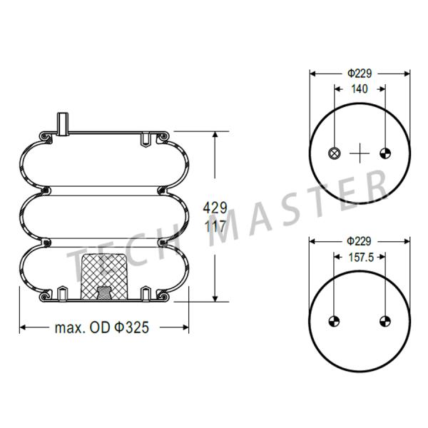 Triple Convoluted Air Spring Air Ride Suspension Firestone W01-358-8008 Car part For RIDEWELL 1003588008C
