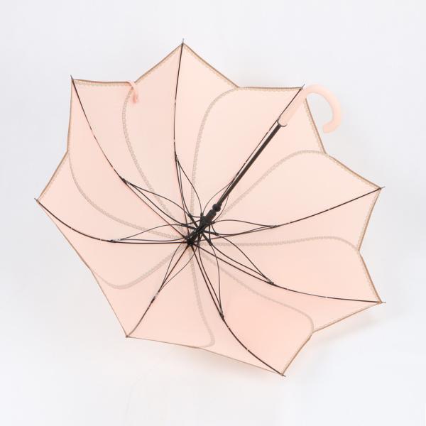 Khaki Ladies Lightweight Travel Umbrella , Ladies Walking Umbrella Plastic Curved Handle