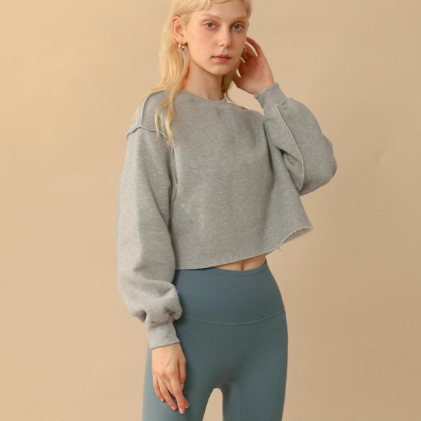 Outdoors Oversized Cropped Crewneck Sweatshirt Hoodie Crop Top Women'S Raw Hem