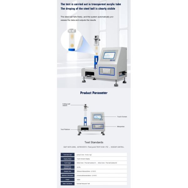 Touch Screen Control ISO 8307 Electronic Foam Ball Rebound Fatigue Tester