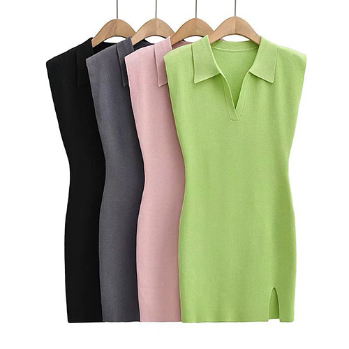 Модная юбка батокса шеи поло стиля открытая вяжет не доходя платье для женщин