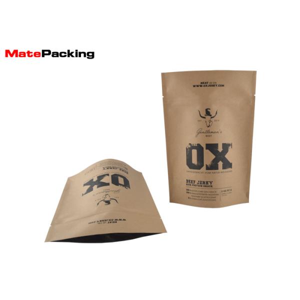 Stand Up Kraft Paper Biodegradable Packaging Bags Food Package With Zipper