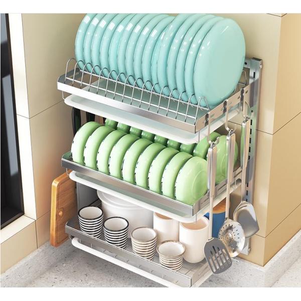 60KG Bearing 304SS Kitchen Dish Rack Wall Mounted