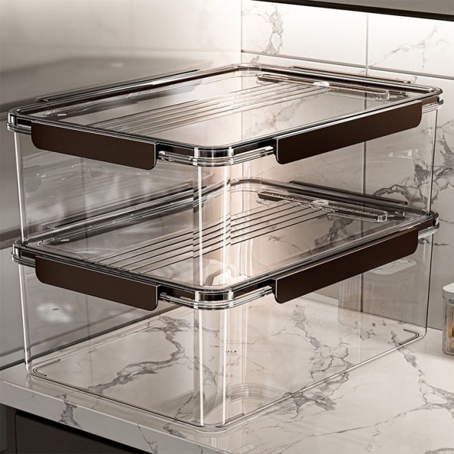 Crisper Bento Style Acrylic Food Storage Box Food Grade Clear Organizer for Fruits Vegetables Frozen Foods Refrigerator