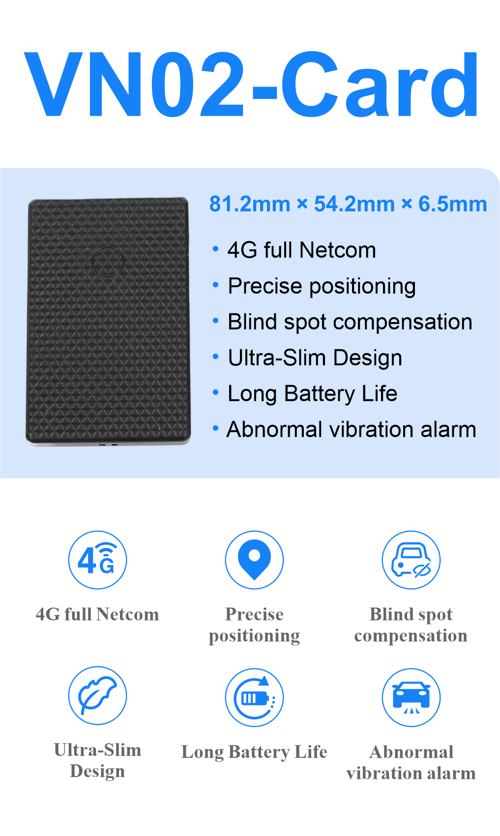 VN02-Card 4G LTE Ultra-Slim Card GPS Tracker