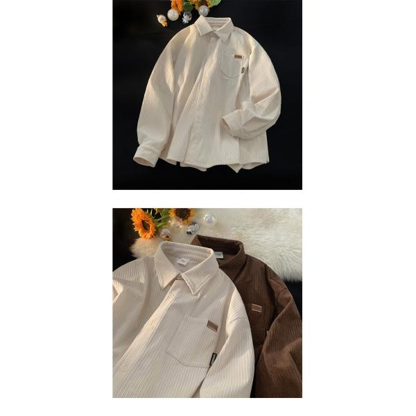 T-shirt corduroy pour homme manteau à col simple à poitrine fermée vintage américain