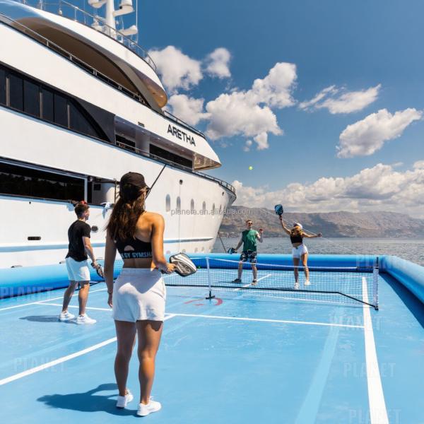 Portable PVC Tarpaulin Sea Sport Games Activity Inflatable Water Sport Platform Inflatable Pickleball Court for Water