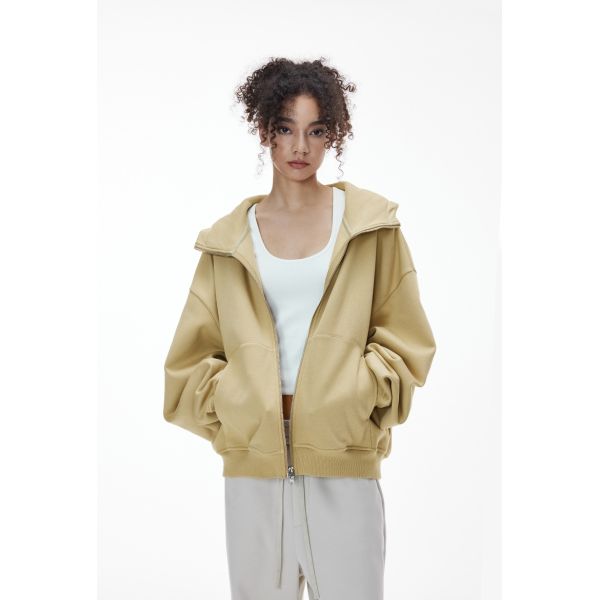 Customized ODM Unisex Curved Sleeve Embroidered Print Knitted Boxy Hoodie Spring 2025 Zipper-Up Windproof Breathable Jacket