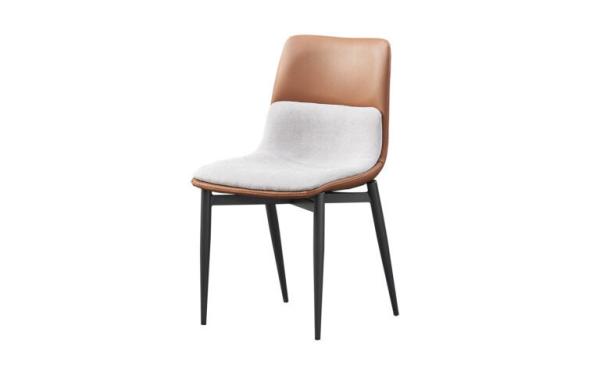 Mixed Brown Leather High Back Upholstered Dining Chairs Comfortable