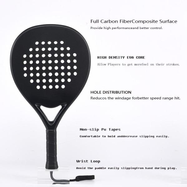 Lightweight 0.36kg Carbon Plate Paddle Tennis Racket For Beach Board / Court Performance