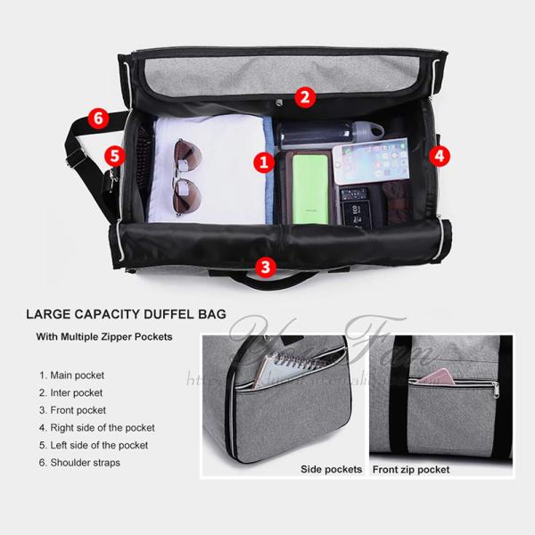 Convertible Garment Weekender Bag , Water Repellent Weekend Flight Bag