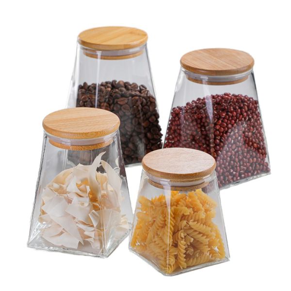 Customzied Square Bottom Borosilicate Glass Storage Jar For Coffee Beans And Condiments