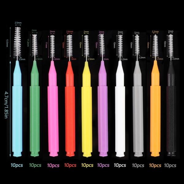 100 Pcs Dental Braces Cleaning Products 6 Sizes Braces Flossers 10 Colors