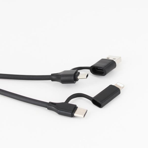 Black /White Color 4 In 1 TPE USB Cable 3A CC60W / CL27W Length 1m Charging Cable