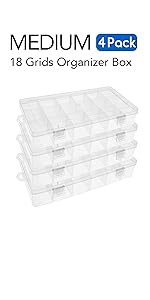 Girds Clear Plastic Organizer Box Storage For Washi Tape Tackle Box Jewelry Crafts Organizer, Container