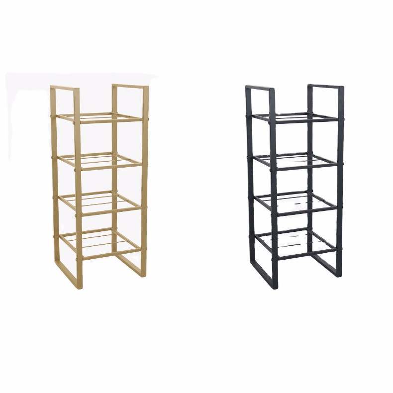 NO Folded 4 Tiers Dust Proof Shoe Rack Organizer for Home Stainless Steel Metal Design