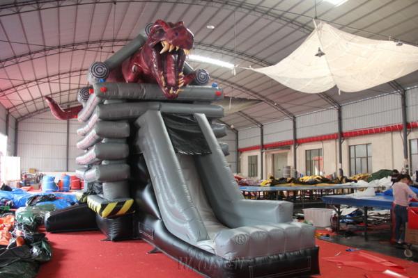 Double Line Sewed Inflatable Bounce House With Dinosaur Decoration En14960