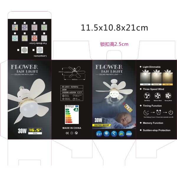Small Size Flower Fan Light Solar Mini Ceiling Lights With Fan and Support Dimmer Yes