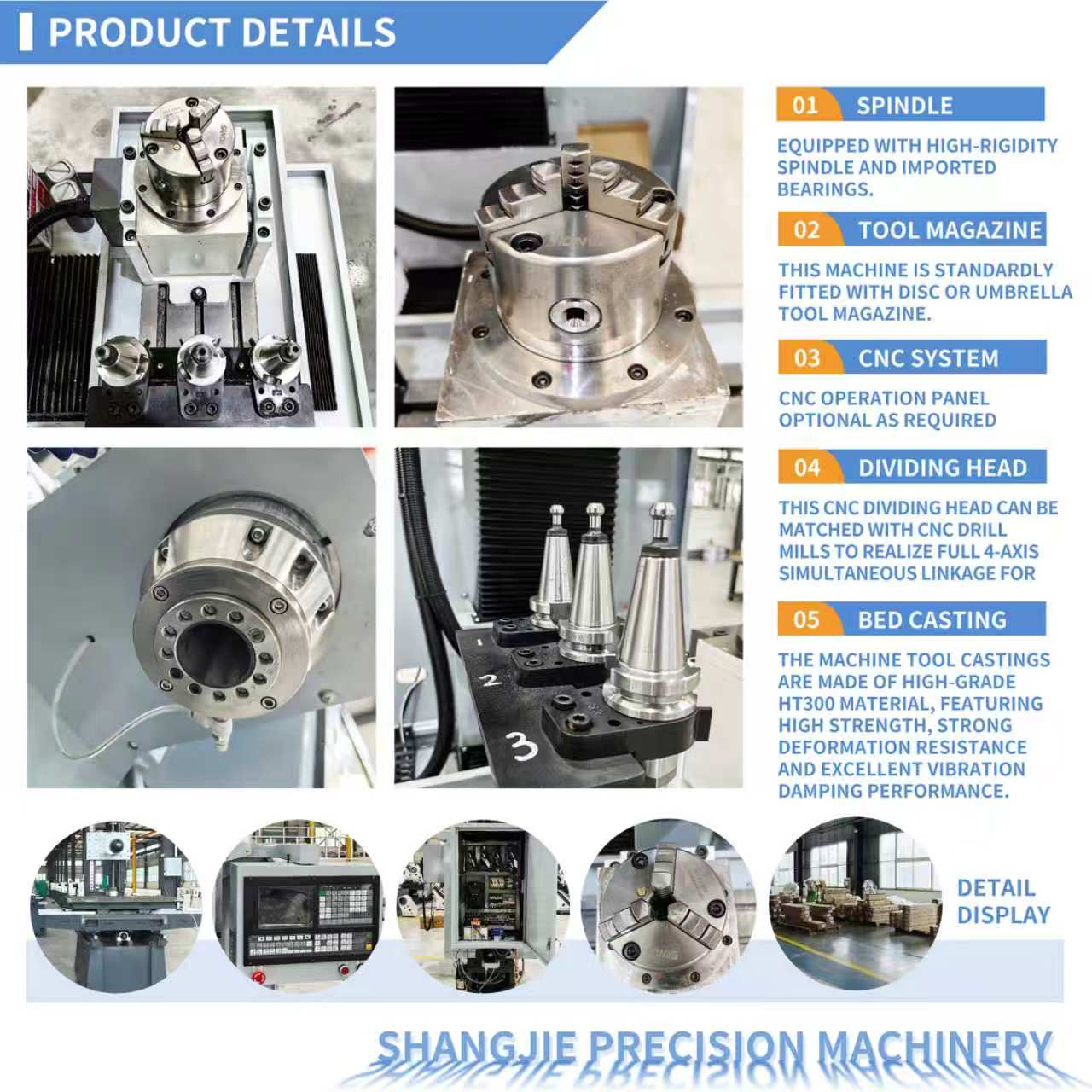 CNC1250 Vertical Heavy Duty BT40 High-Accuracy CNC Drilling and Milling Machine