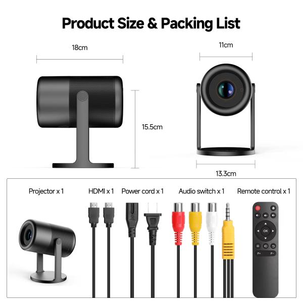 J1 Dark Gray Freestyle Portable Projector Android 11.0 150 ANSI Lumens Projector