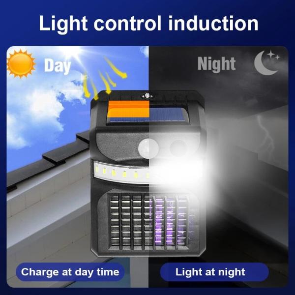 Square-shaped Outdoor Solar LED Wall Light Waterproof Garden Polycarbonate Mosquito Killer Lamp Human Body Induction