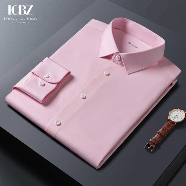 LCBZ Customizado Homens de escritório Usar camisa de vestido Manga cheia Tecido Flexível e elástico