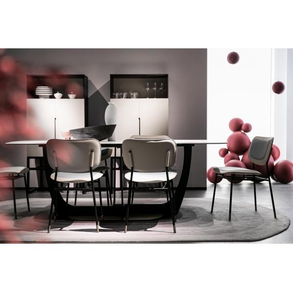 Guangdong Furniture Factory Rectangle Dining Table Set Metal Sintered Stone Dining Table