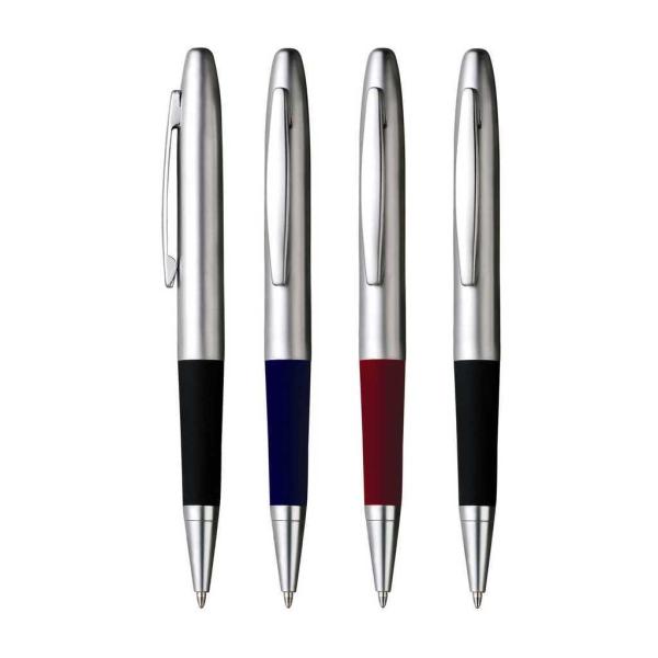 twist mechanism brass metal pen,colored grip, silver lacquer body