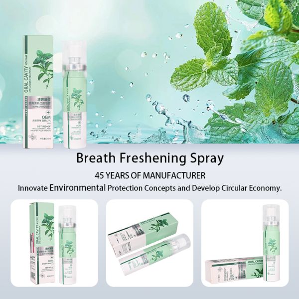 Wholesale Custom Portable Mouth Spray Long Lasting Fragrance Deodorizing Mint Flavored Breath Freshener for Outdoor Use