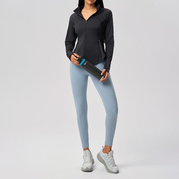 Quick Dry Mesh Women Full Zip Running Jacket Breathable Light Mint Lightweight