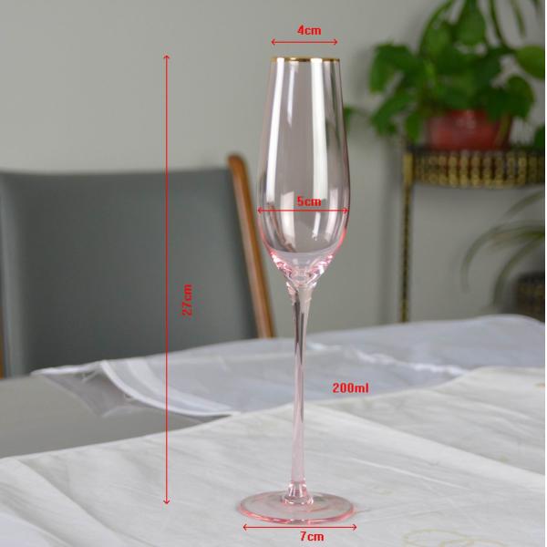 Gold Rim Pink Crystal Wine Glass For Holiday Party