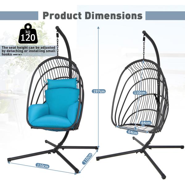 Modern Design Heavy Duty Steel Frame Hanging Chair with Polyester Cushion Fabric