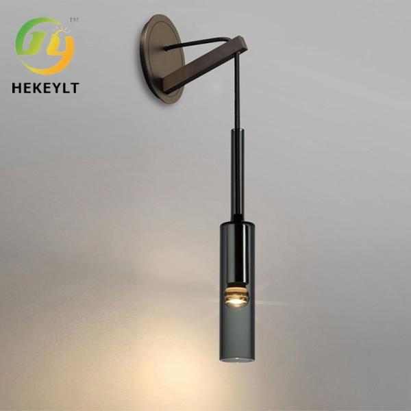Única luz luxuosa moderna da parede da cabeceira do quarto todo o cinza do fumo da lâmpada de pendente da tevê do cobre