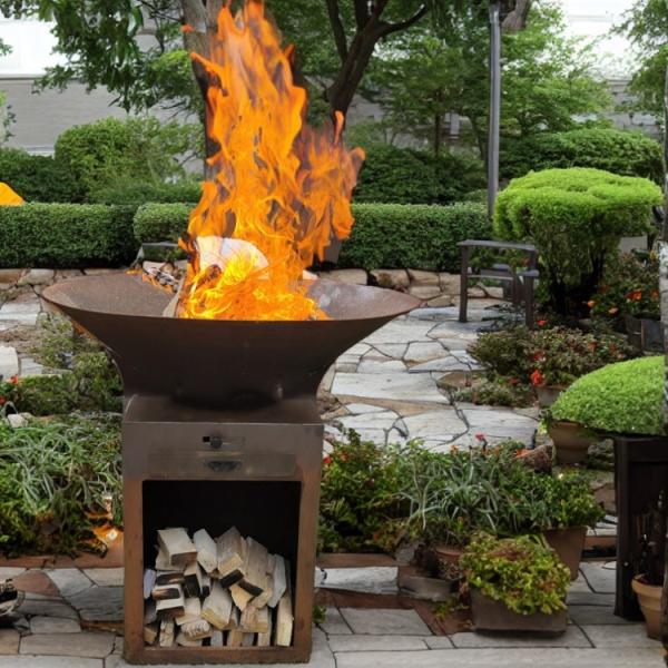 Requisito de montagem de aço corten removível para captura de cinzas Grill de aço corten para churrasco Combustível madeira/carvão corten enferrujado
