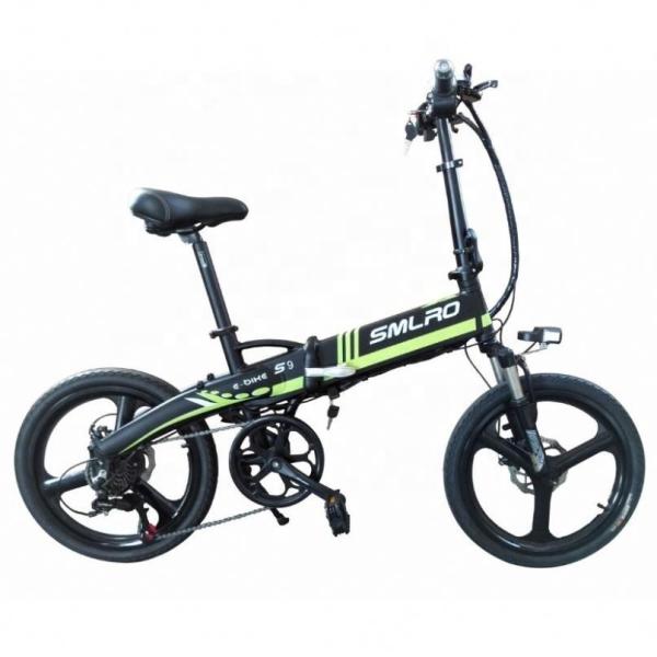Blue Folding 20 Inch Electric Bike 48V 10AH 350W Height Adjustable