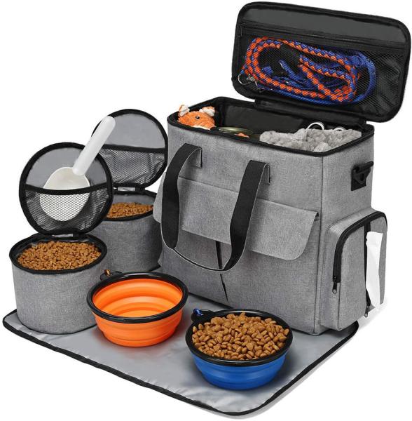 Dog Travel Bag Weekend Pet Travel Set For Dog And Cat,Airline Approved Tote Organizer With Multi-Function Pockets