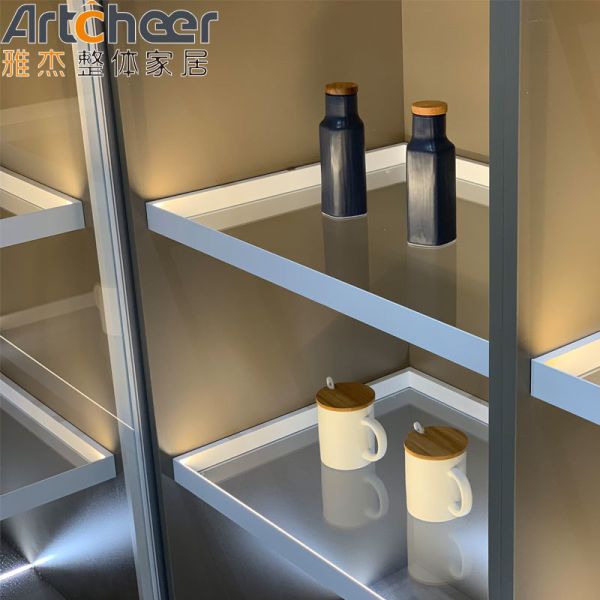 Ready to Ship Modern Kitchen Cabinet with Aluminium Frame and Glass Door for Kitchen Furniture