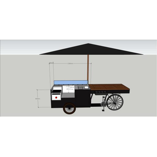 Outdoor Street Vending Bike Cart with Cargo Space and 304 Stainless Steel Construction