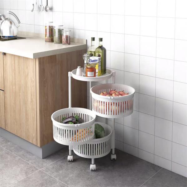 Non-folding Rack Rotating Vegetable Shelving for Sustainable Kitchen Floor Storage