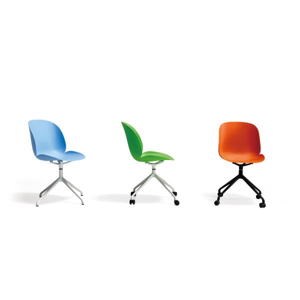 Integrated Injection Molding Modern Plastic Chair Featuring Wheels for Office Waiting Room Conference Hall and Cafeteria Seating Solutions