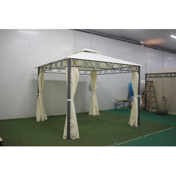 Large Outdoor Wrought Iron Backyard Furniture with PA Coated Cover 3*3*2.8m Pavilion