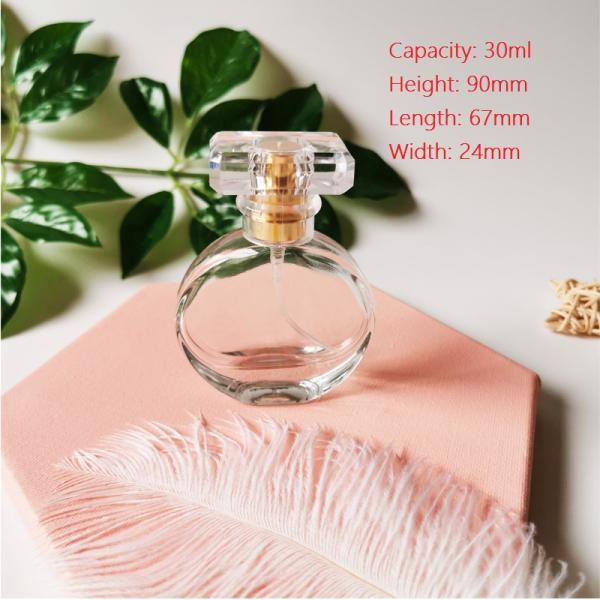 New Fashion Clear 30ml 50ml Glass Round Screw Mouth Perfume Spray Bottle