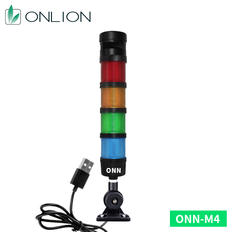 ONN-M4-USB Multi Layer LED USB Signal Tower Light With Buzzer 3 Mounting Bases