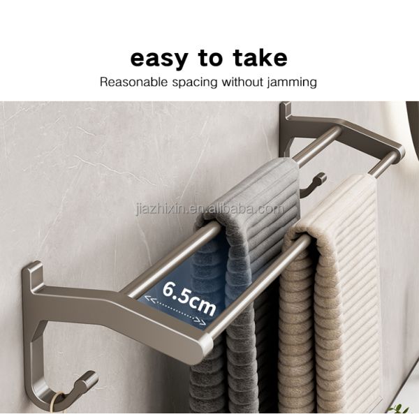 Accessories Toilet Brush Tissue Paper Roll Storage Holders for Bathrooms hang Folding Towel Organizer Dry Rack Set 6 Piece Grey