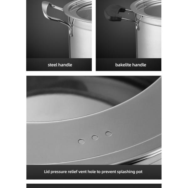 Amazon Multifunctional Kitchen Cookware Silver Cooking Pot Set Stainless Steel Pans And Pots Set With Lid