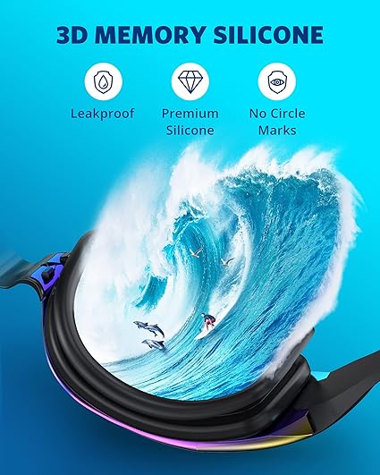 UV Protection Swim Goggles for Adults with No-Leak and Anti-Fog Features PC Frame