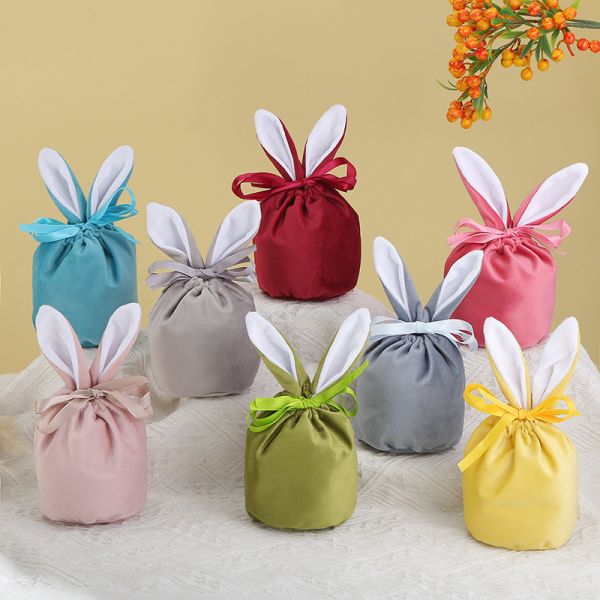 Blank Sublimation Velvet Easter Bunny Bag Candy Pouch Party Gifts